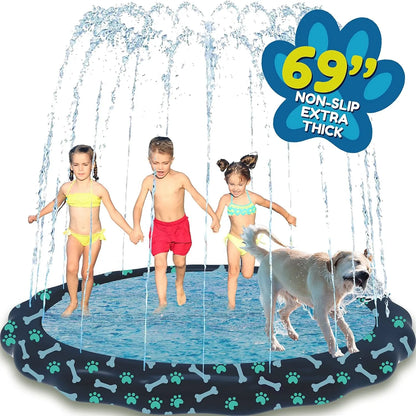 Extra-Thick Non-Slip Splash Pad for Toddlers & Pets – 360° Cooling Spray Pool