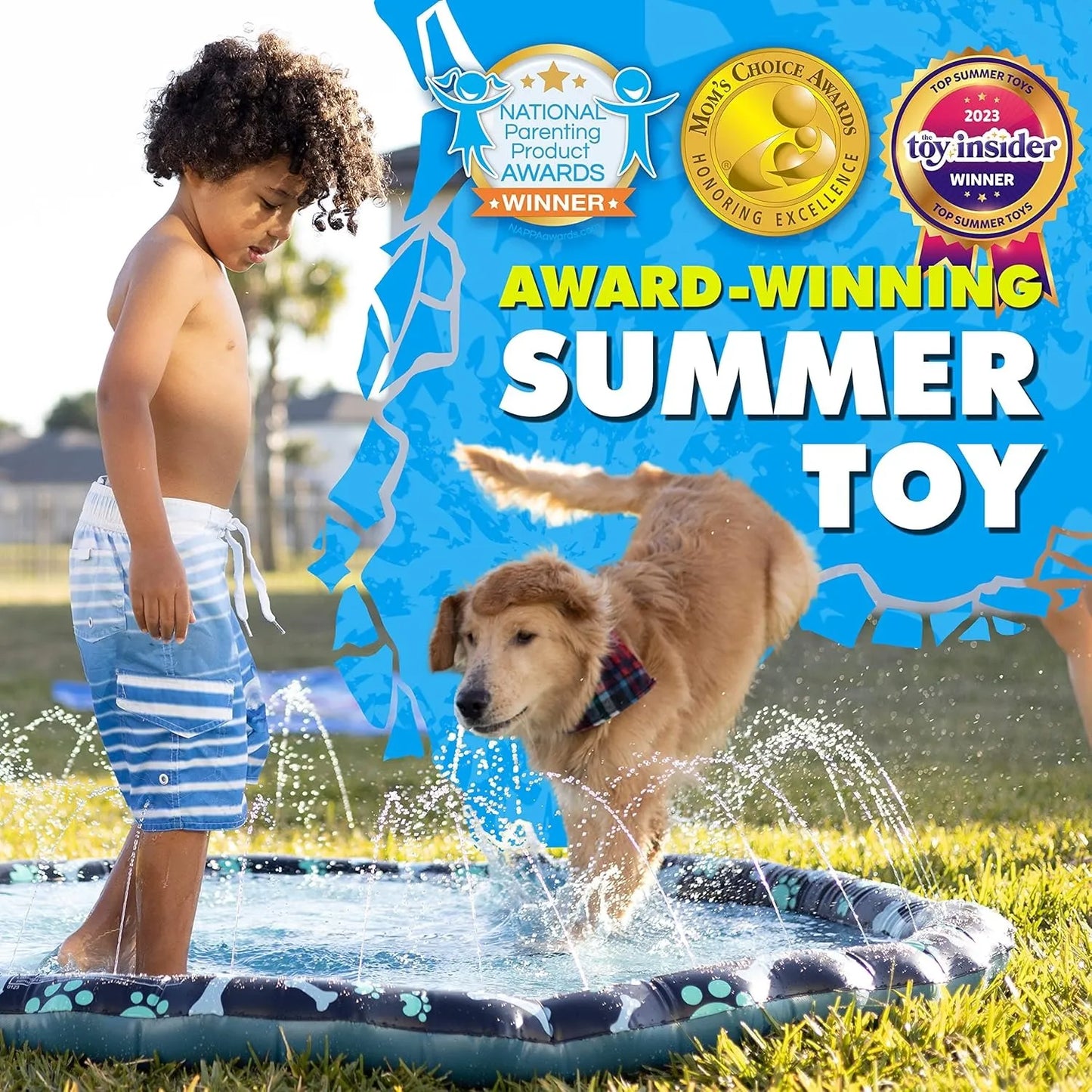 Extra-Thick Non-Slip Splash Pad for Toddlers & Pets – 360° Cooling Spray Pool