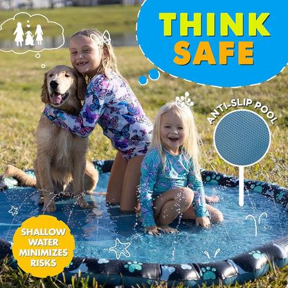 Extra-Thick Non-Slip Splash Pad for Toddlers & Pets – 360° Cooling Spray Pool