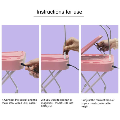 All-in-One Foldable Pedicure Stand with Light, Magnifier & Dryer